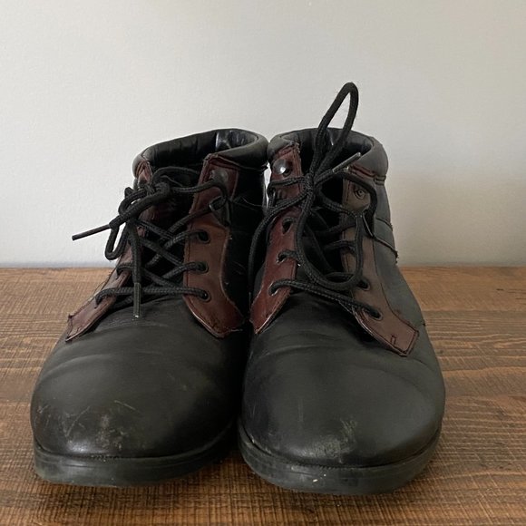 Vintage DANEXX  Black w/ Forest Green  stripe Lace-up Ankle Boots - Picture 4 of 6